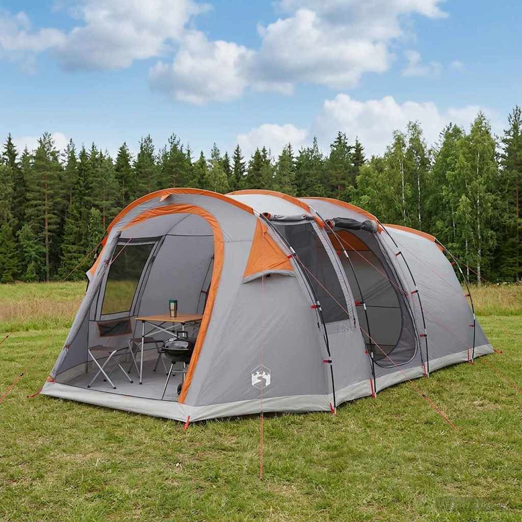 vidaXL Тунелна палатка 505 x 330 x 204 см Сив и оранжев
