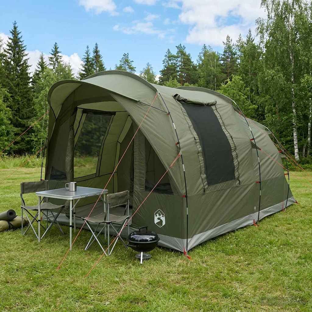 vidaXL Тунелна палатка с покрив Маслиненозелено 400 x 260 x 200 см