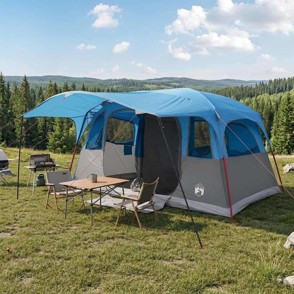 vidaXL Тунелна палатка Синьо 427 x 305 x 205 см Полиестер и стомана