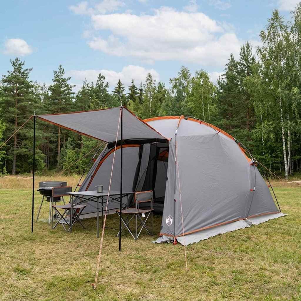 vidaXL Тунелна палатка Сив и оранжев 361 x 235 x 147 см
