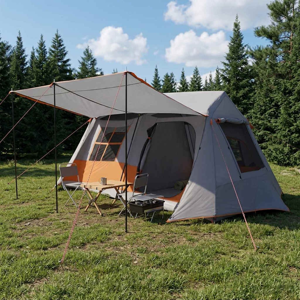 vidaXL Тунелна палатка Сив и оранжев 400 x 278 x 182 см