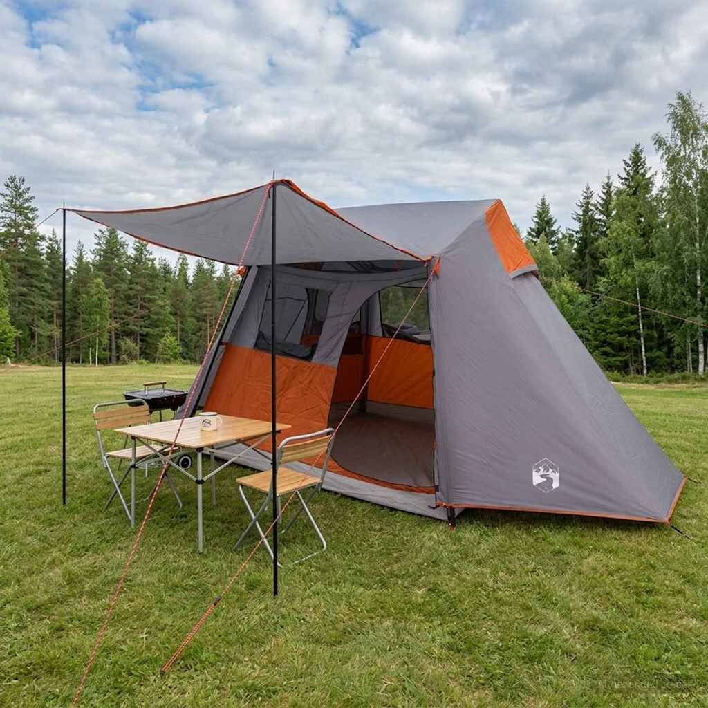 vidaXL Тунелна палатка Сив и оранжев 475 x 220 x 192 см