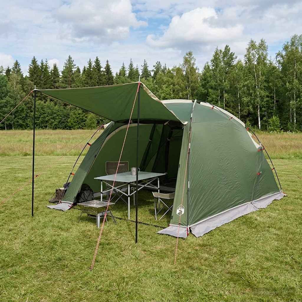 vidaXL Тунелна палатка Зелено 361 x 235 x 147 см