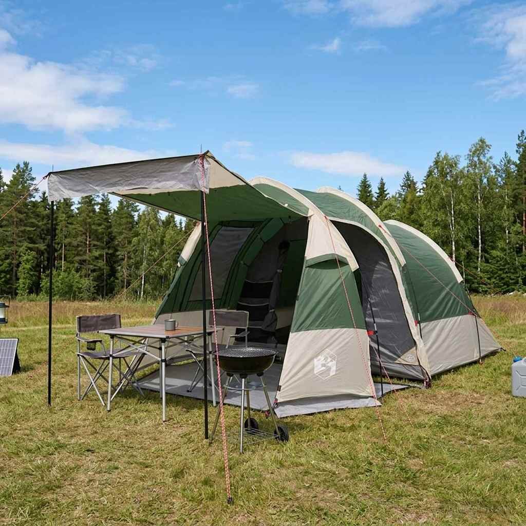 vidaXL Тунелна палатка Зелено 390 x 215 x 152 см