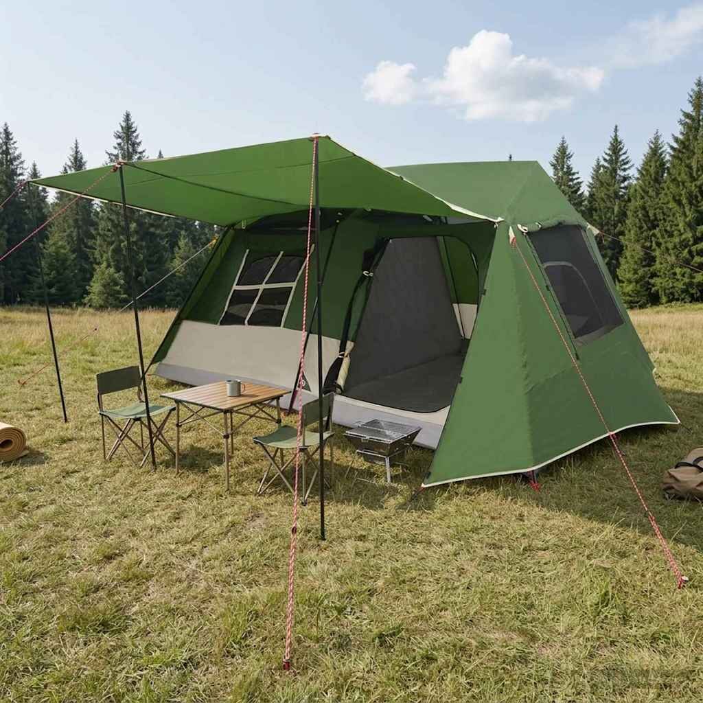 vidaXL Тунелна палатка Зелено 400 x 278 x 182 см