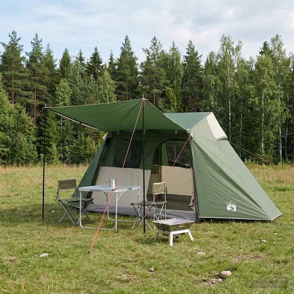 vidaXL Тунелна палатка Зелено 475 x 220 x 192 см