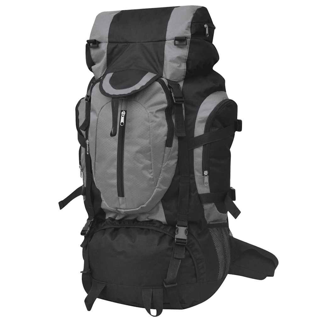 vidaXL Туристическа раница XXL 75 л черно и сиво