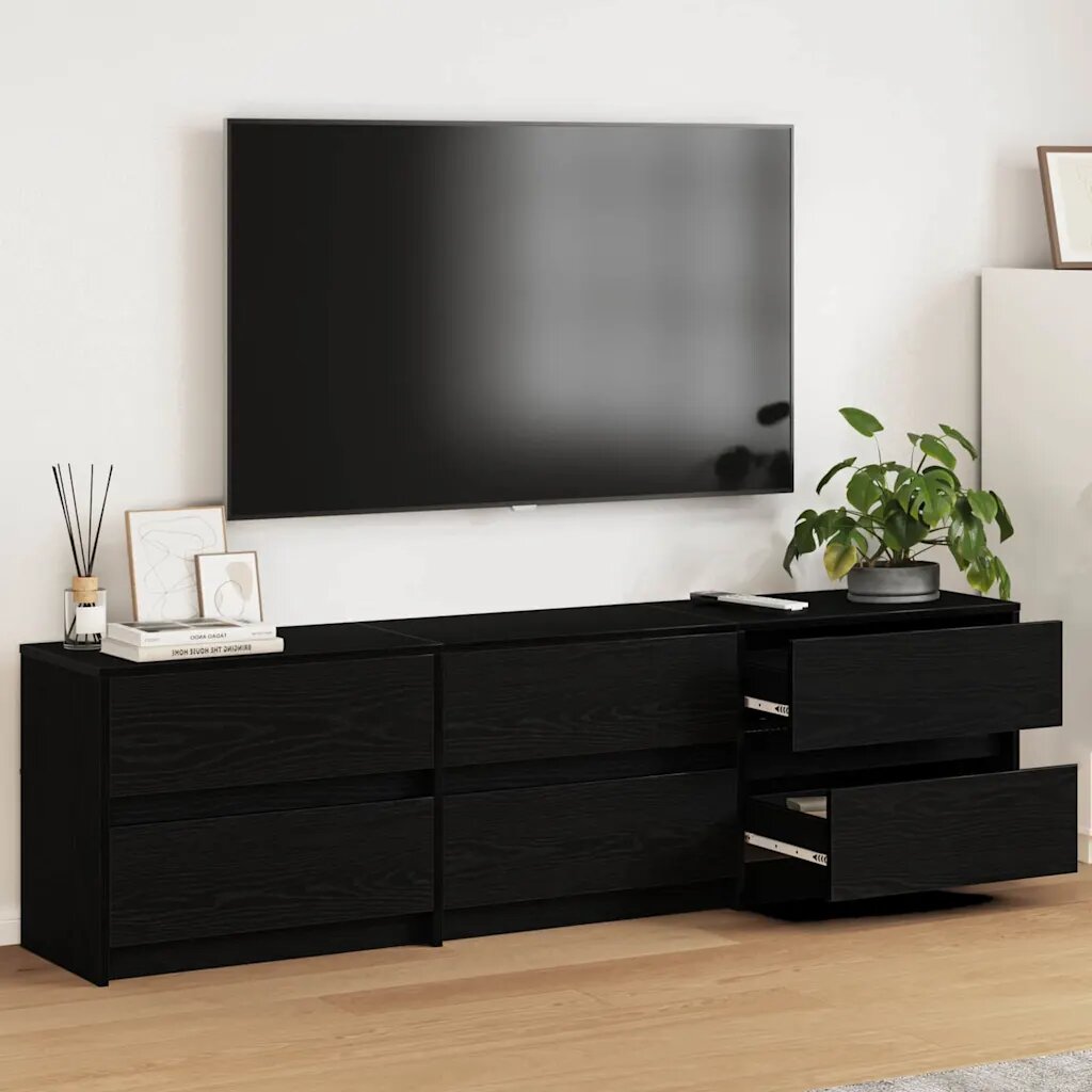 vidaXL ТВ Единици 180 x 34 x 50 см Черния дъб Инженерна дървесина