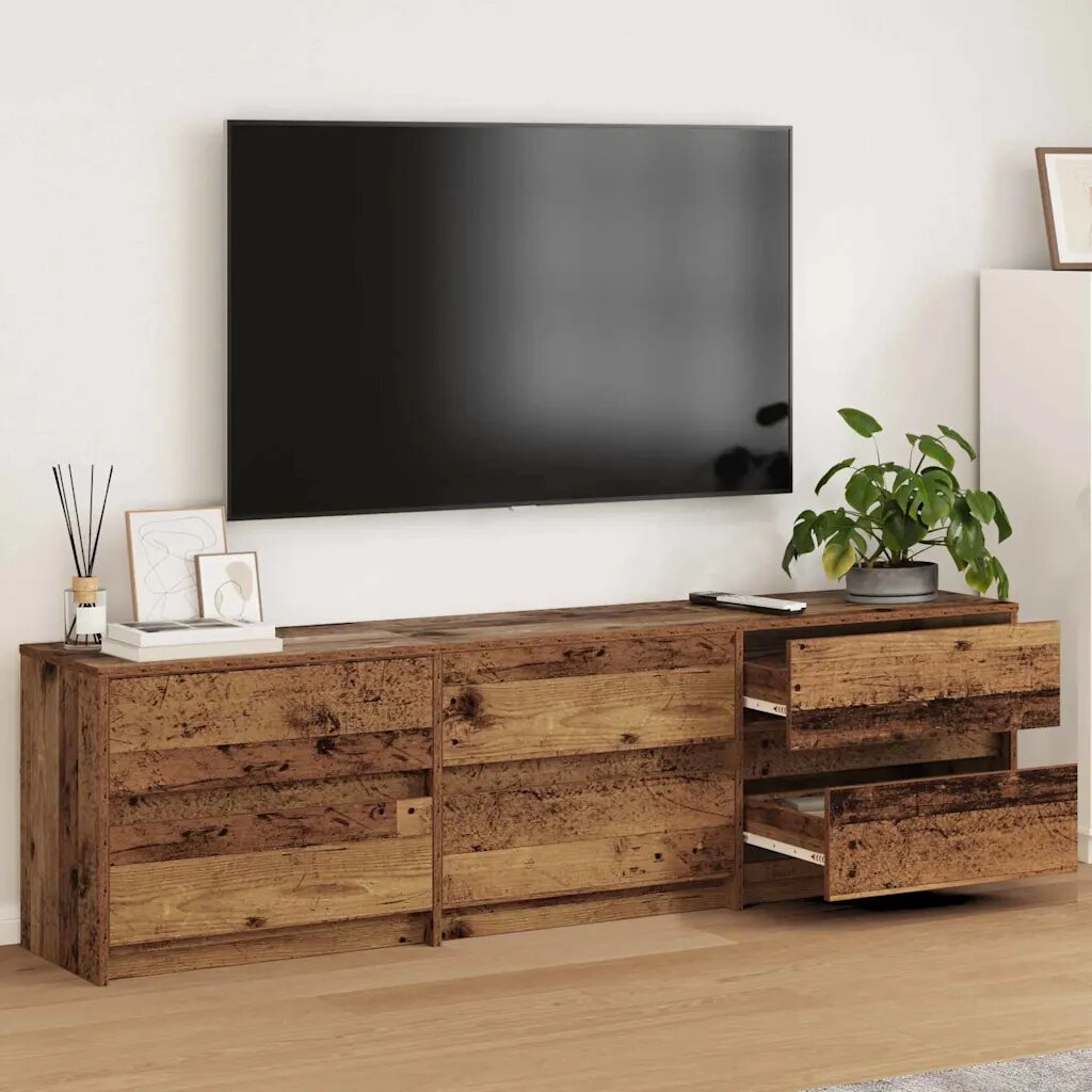 vidaXL ТВ Единици 180 x 34 x 50 см Старо дърво Инженерна дървесина