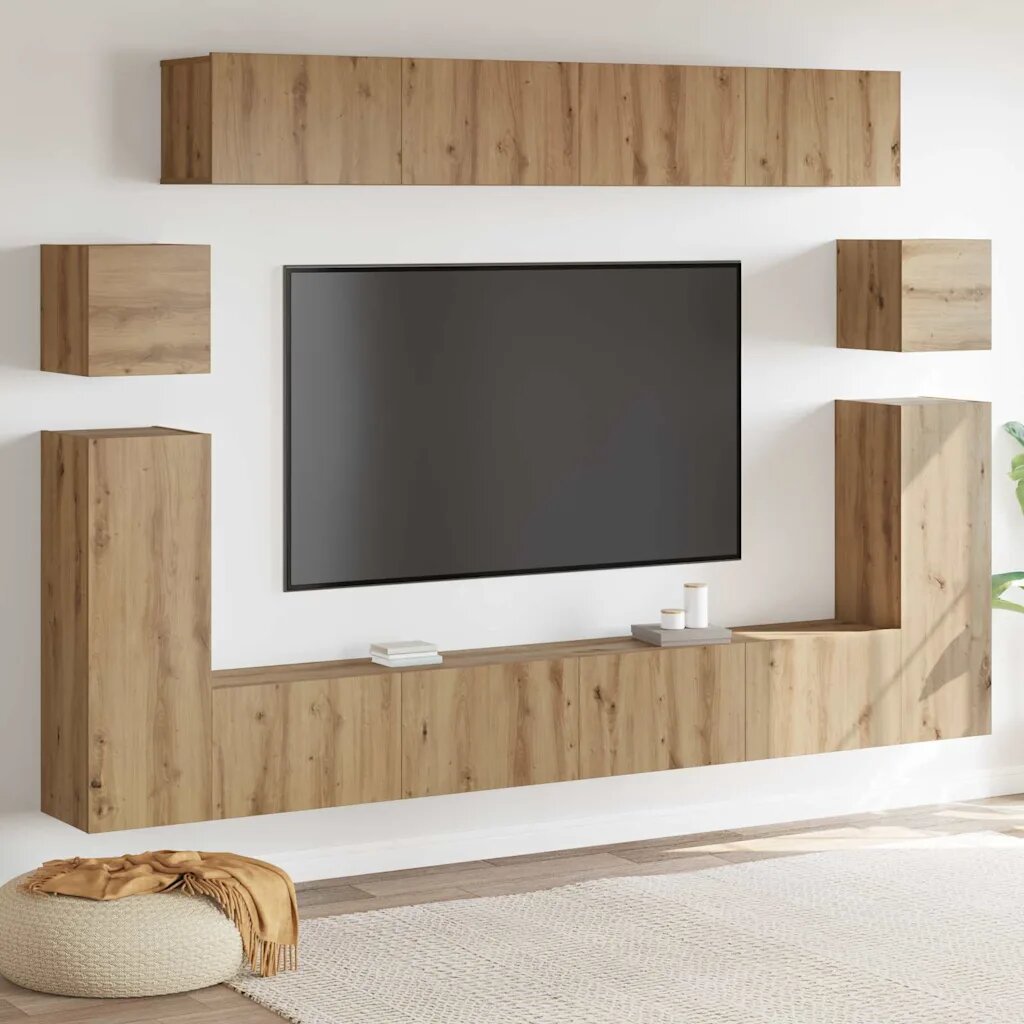 vidaXL ТВ Единици Монтиране на стена 4 pcs Дъб Инженерно дърво