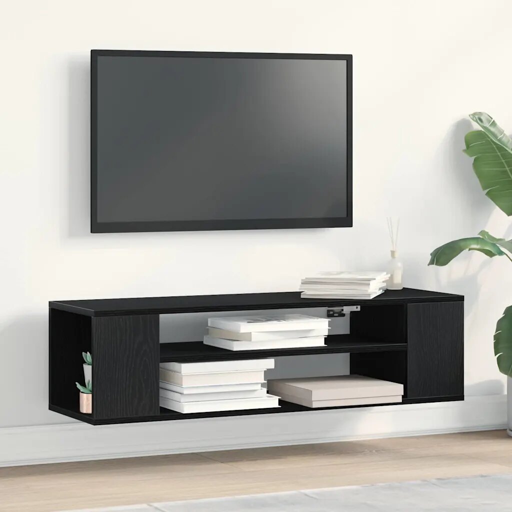 vidaXL ТВ шкаф 100 x 30 x 265 см Черния дъб Инженерна дървесина