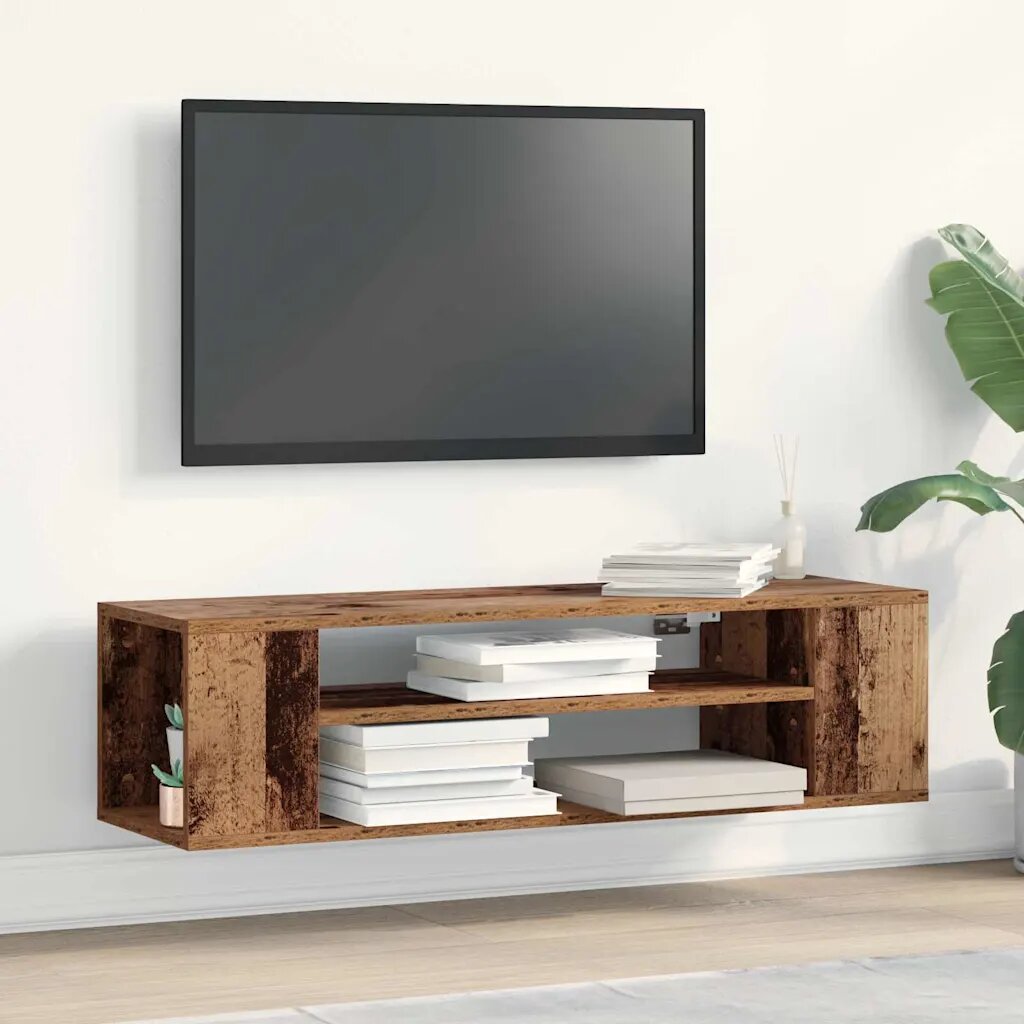 vidaXL ТВ шкаф 100 x 30 x 265 см Старо дърво Инженерна дървесина