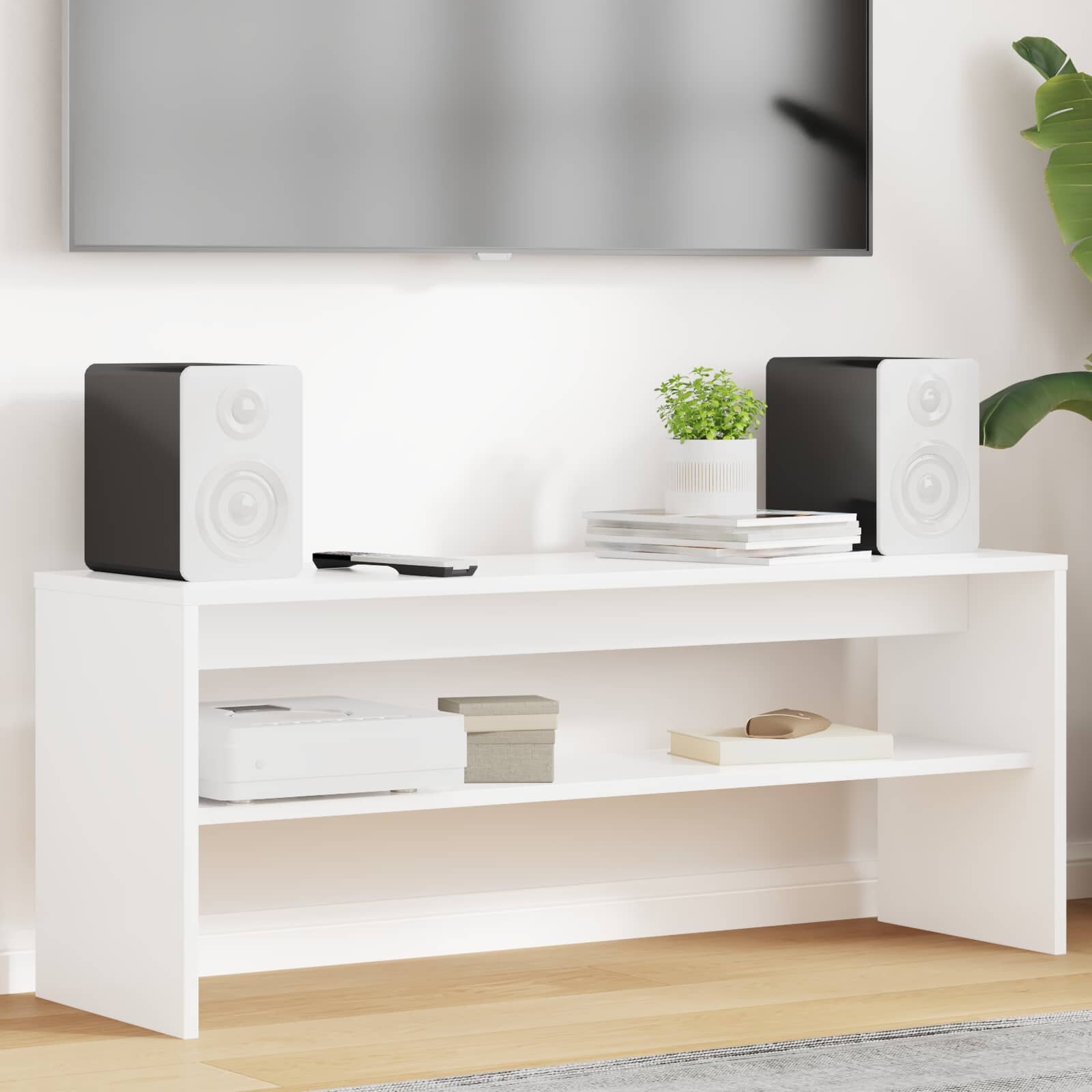 vidaXL ТВ шкаф 100 x 30 x 40 см Бяло Инженерна дървесина