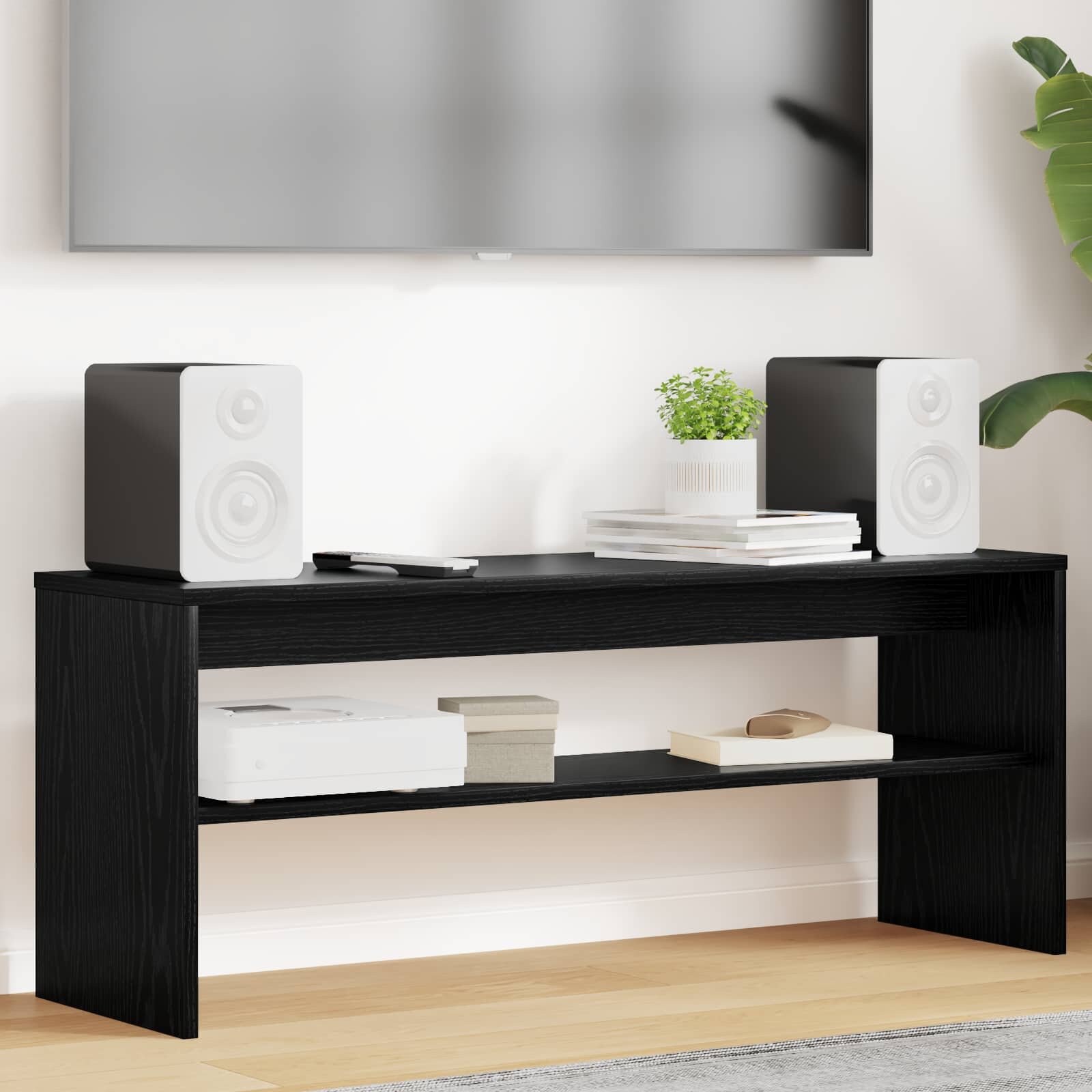 vidaXL ТВ шкаф 100 x 30 x 40 см Черния дъб Инженерна дървесина