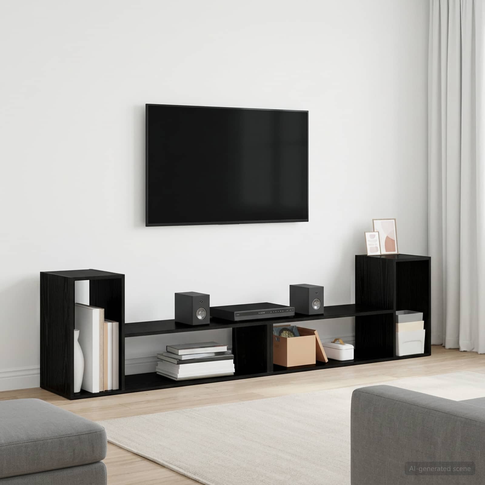 vidaXL ТВ шкаф 100 x 30 x 50 cm Черен дъб Инженерна дървесина