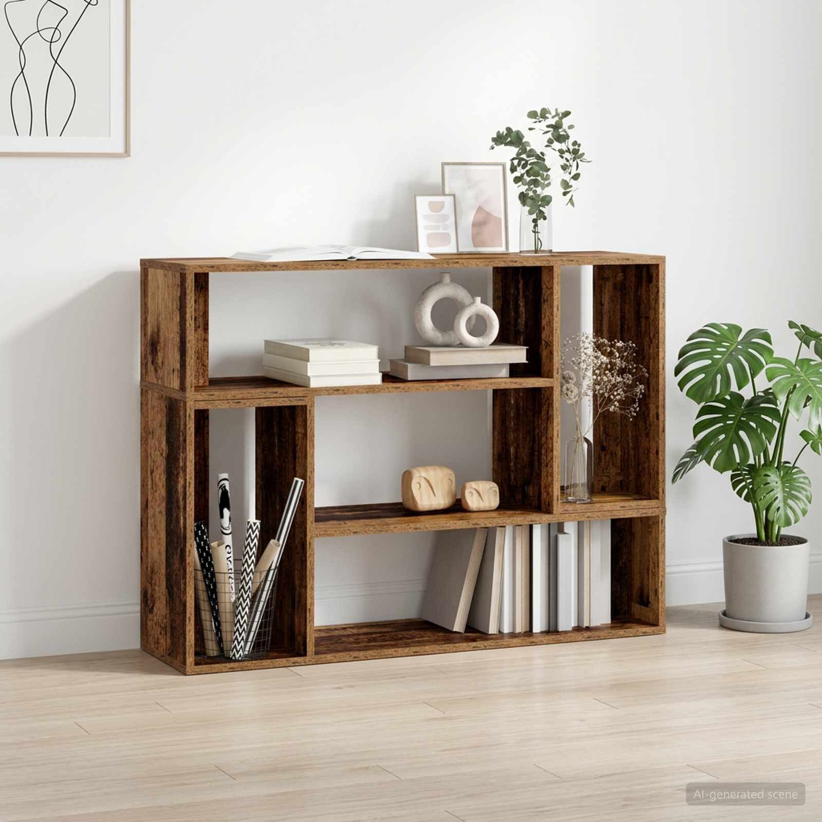 vidaXL ТВ шкаф 100 x 30 x 50 cm Старо дърво Инженерна дървесина