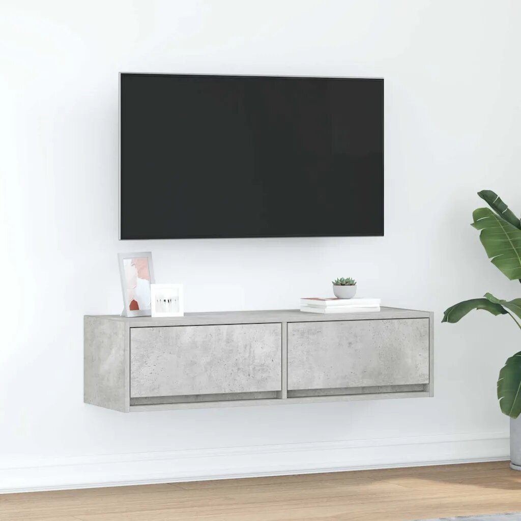 vidaXL ТВ шкаф 100 x 31 x 255 см Бетонно сиво Инженерна дървесина