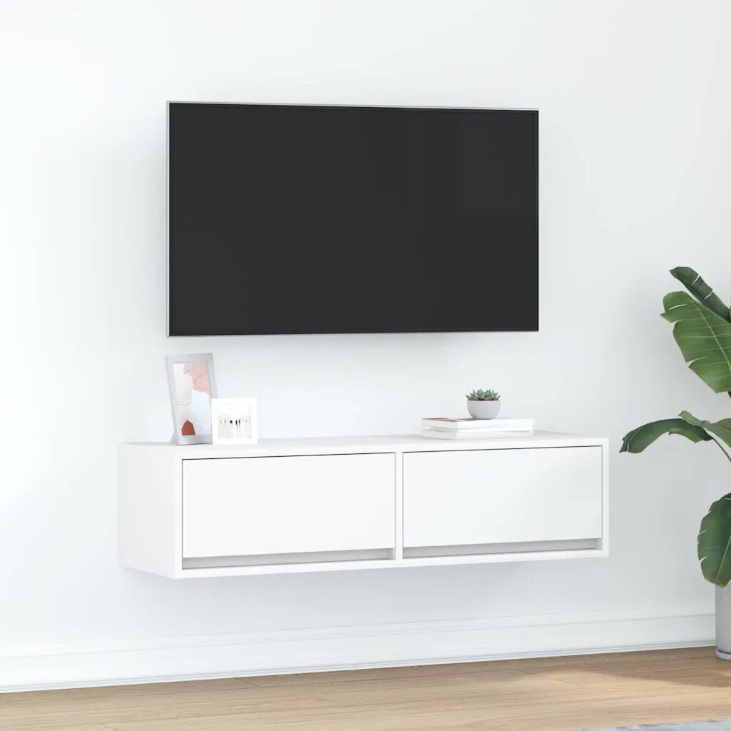 vidaXL ТВ шкаф 100 x 31 x 255 см Бяло Инженерна дървесина