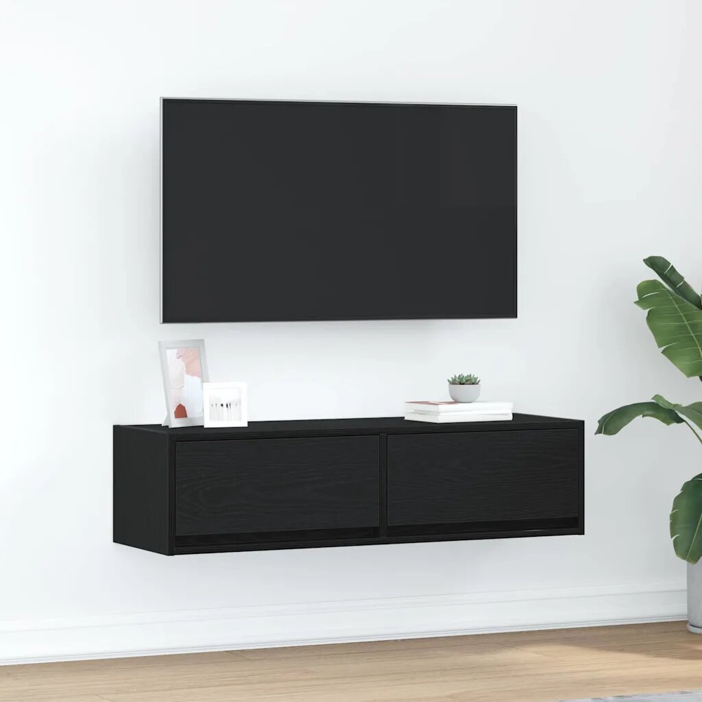 vidaXL ТВ шкаф 100 x 31 x 255 см Черен дъб Инженерна дървесина