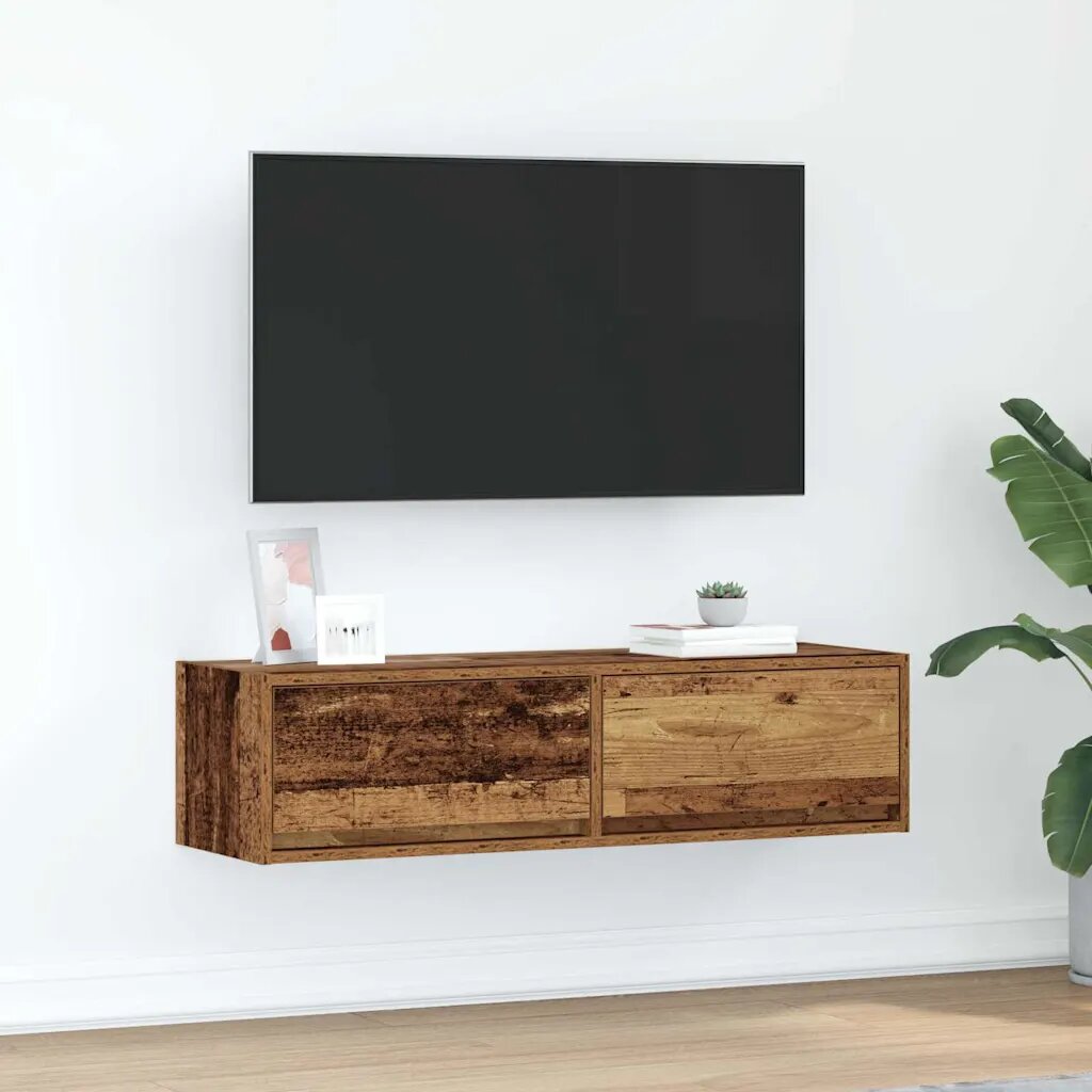 vidaXL ТВ шкаф 100 x 31 x 255 см Старо дърво Инженерна дървесина