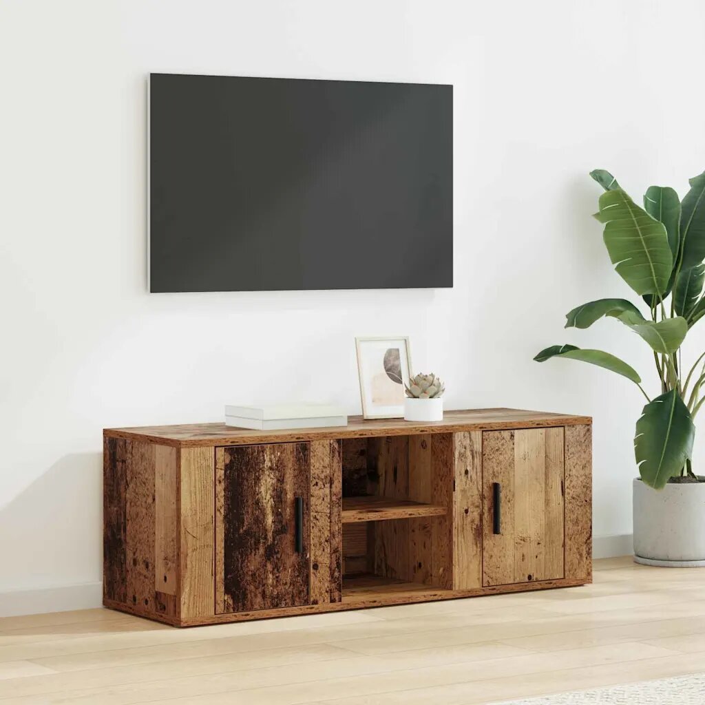 vidaXL ТВ шкаф 100 x 315 x 35 см Старо дърво Инженерна дървесина