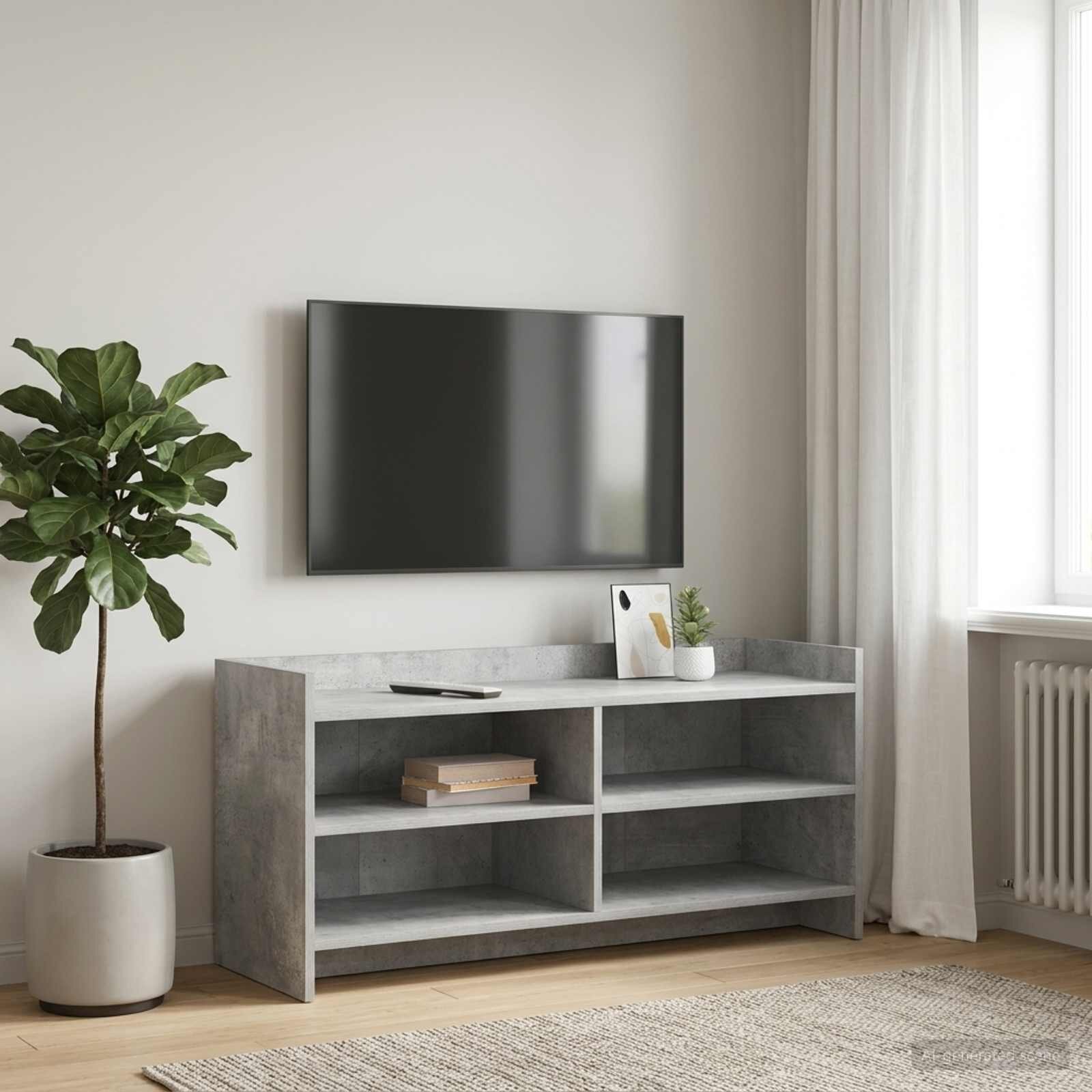 vidaXL ТВ шкаф 100 x 33 x 47 см Бетонно сиво Инженерна дървесина