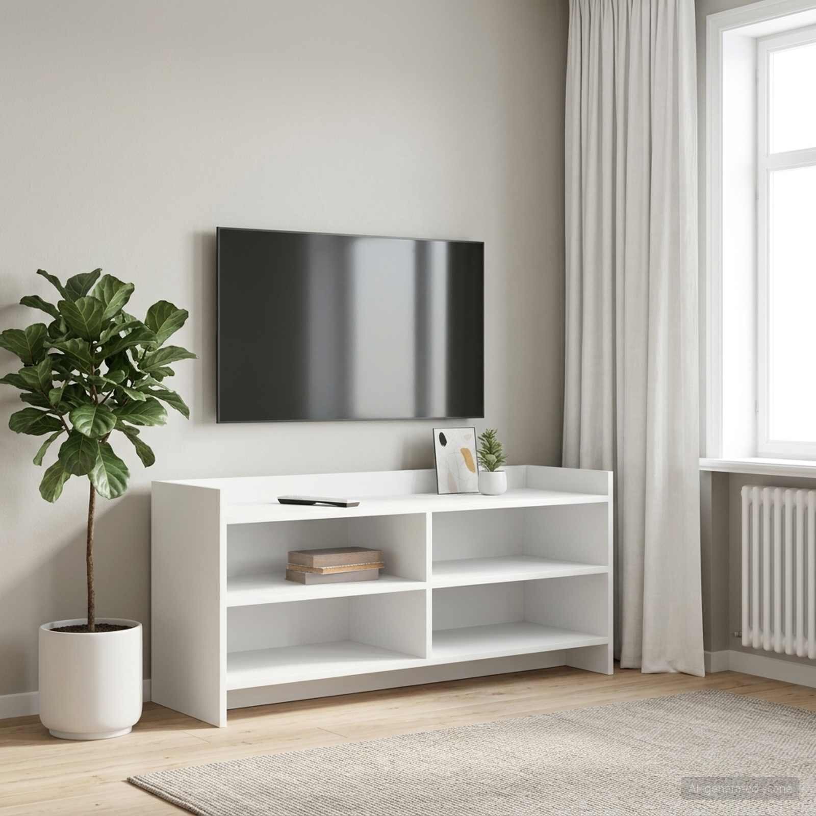 vidaXL ТВ шкаф 100 x 33 x 47 см Бяло Инженерна дървесина