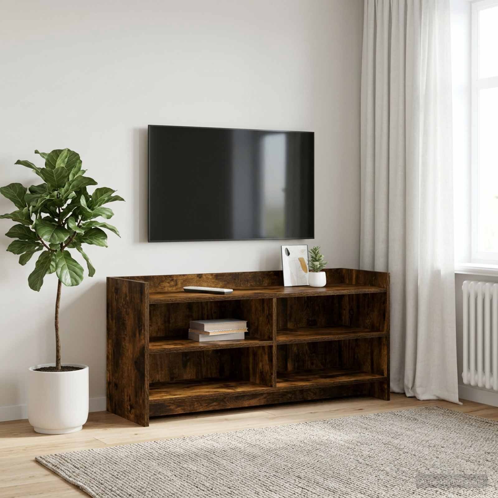 vidaXL ТВ шкаф 100 x 33 x 47 см Опушен дъб Инженерна дървесина