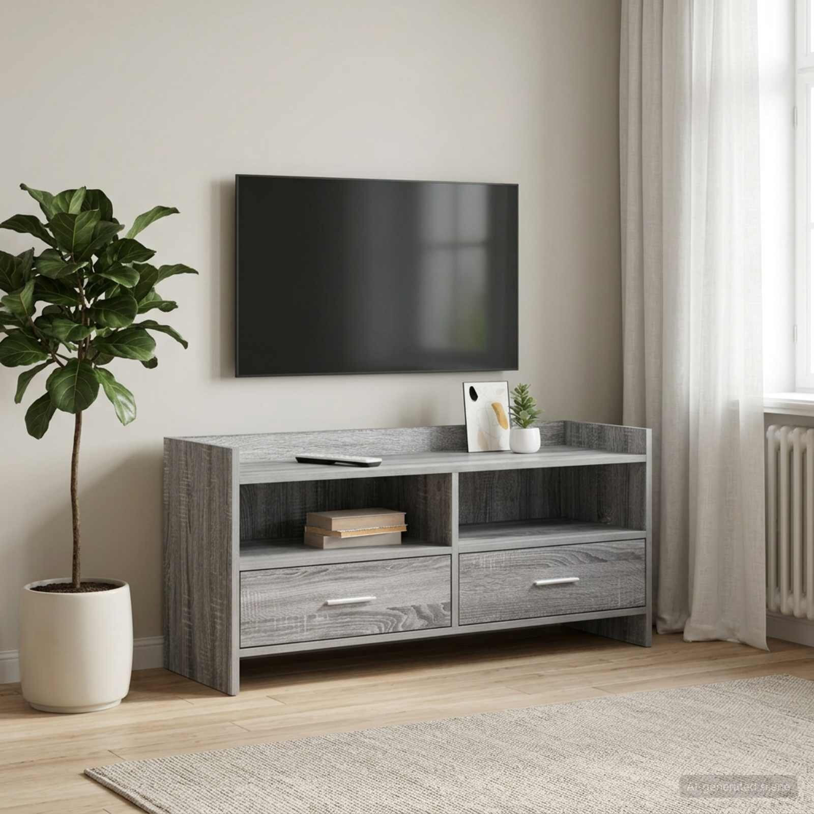 vidaXL ТВ шкаф 100 x 33 x 47 см Сив Сонома Инженерна дървесина