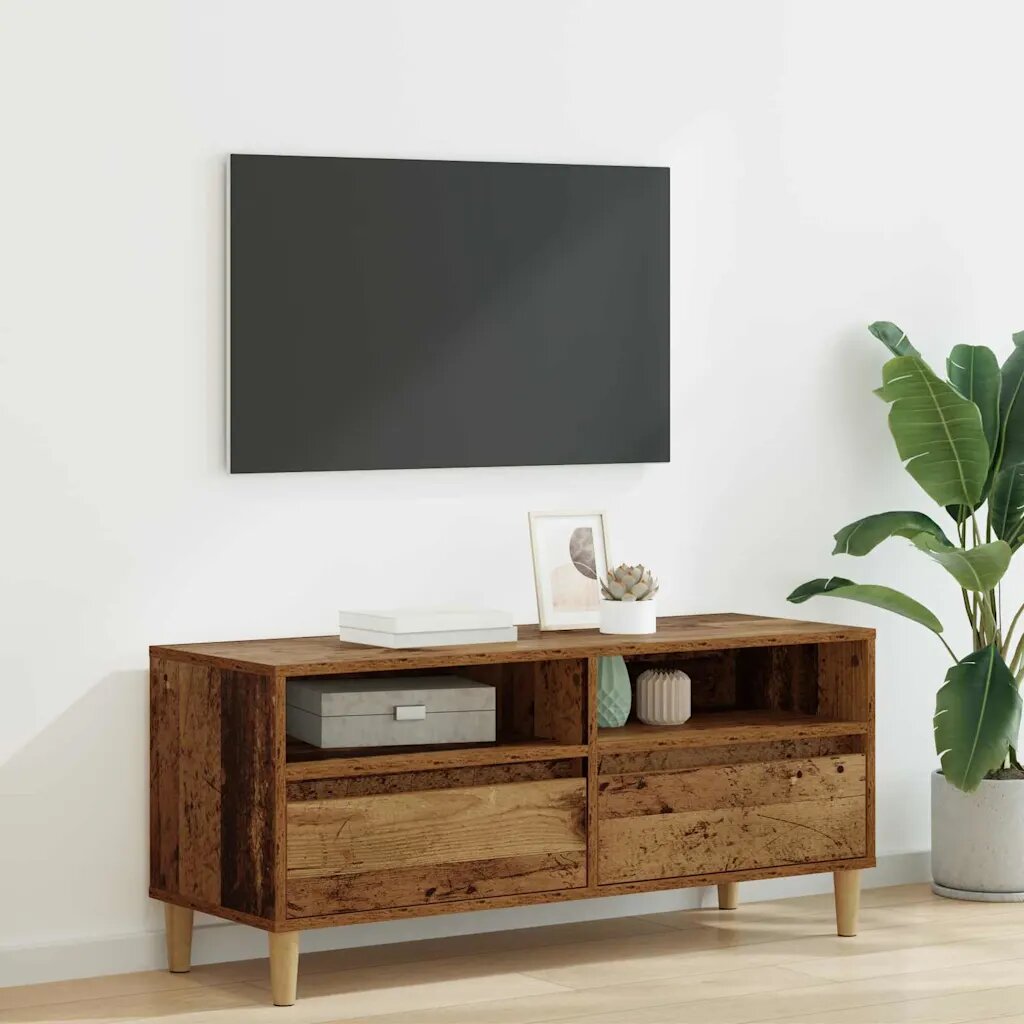 vidaXL ТВ шкаф 100 x 345 x 445 см Старо дърво Инженерна дървесина