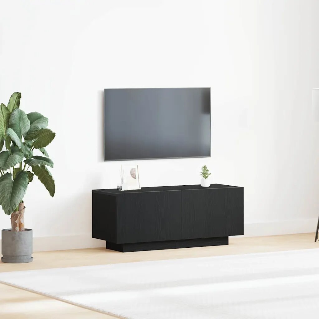 vidaXL ТВ шкаф 100 x 35 x 40 см Черния дъб Инженерна дървесина