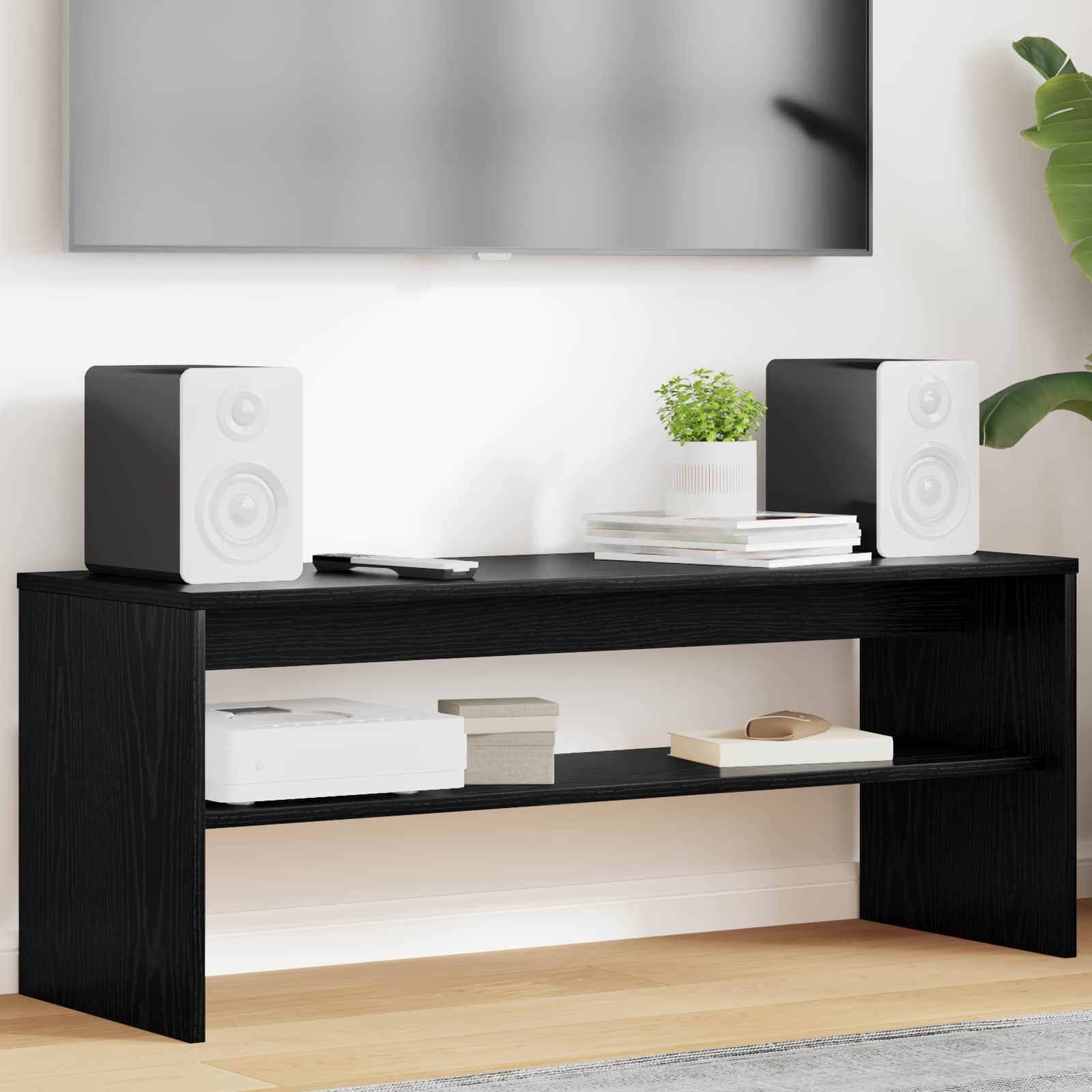 vidaXL ТВ шкаф 100 x 35 x 40 см Черния дъб Инженерна дървесина