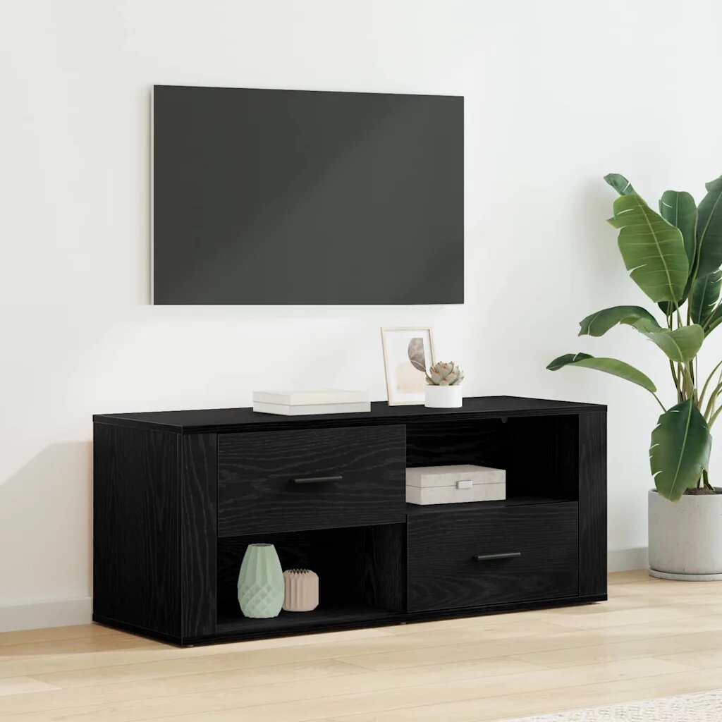 vidaXL ТВ шкаф 100 x 35 x 40 см Черния дъб Инженерна дървесина