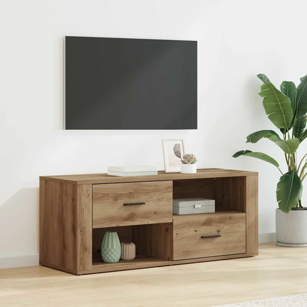 vidaXL ТВ шкаф 100 x 35 x 40 см Дъб Инженерна дървесина