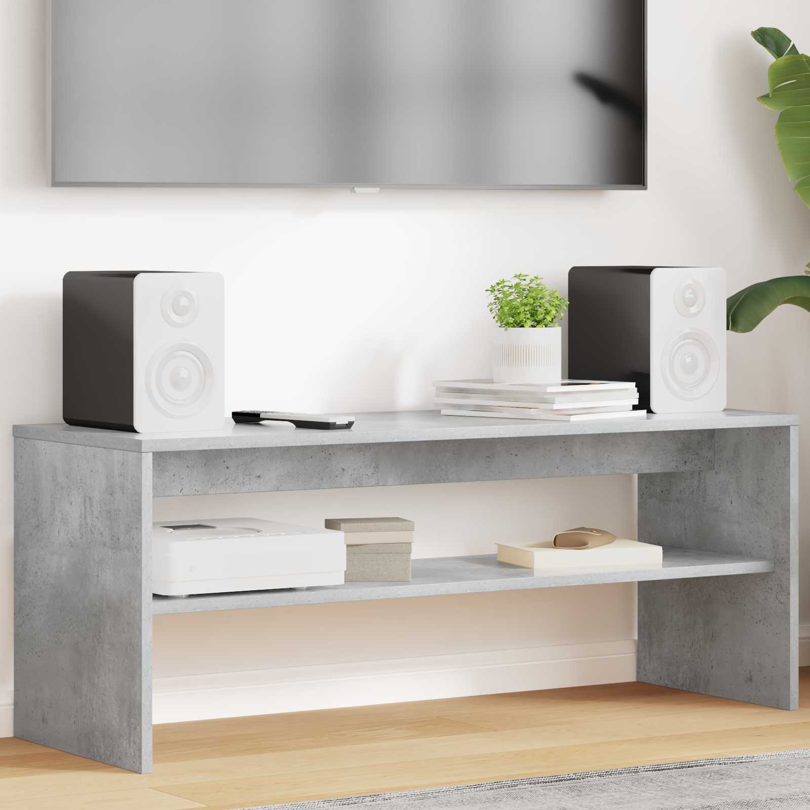 vidaXL ТВ шкаф 100 x 35 x 40 см Циментено сиво Инженерна дървесина