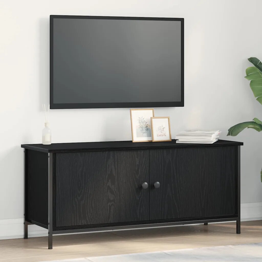 vidaXL ТВ шкаф 100 x 35 x 45 см Черния дъб Инженерна дървесина