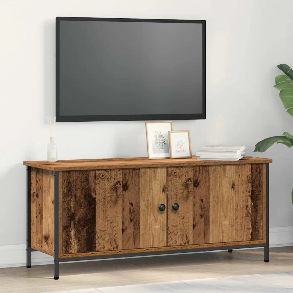 vidaXL ТВ шкаф 100 x 35 x 45 см Старо дърво Инженерна дървесина