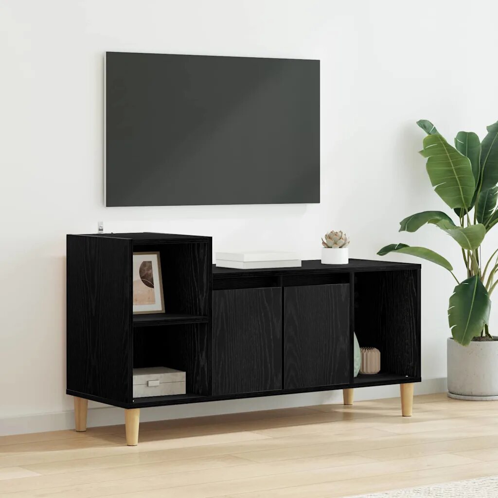 vidaXL ТВ шкаф 100 x 35 x 55 см Черния дъб Инженерна дървесина