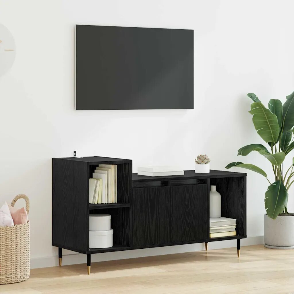 vidaXL ТВ шкаф 100 x 35 x 55 см Черния дъб Инженерна дървесина