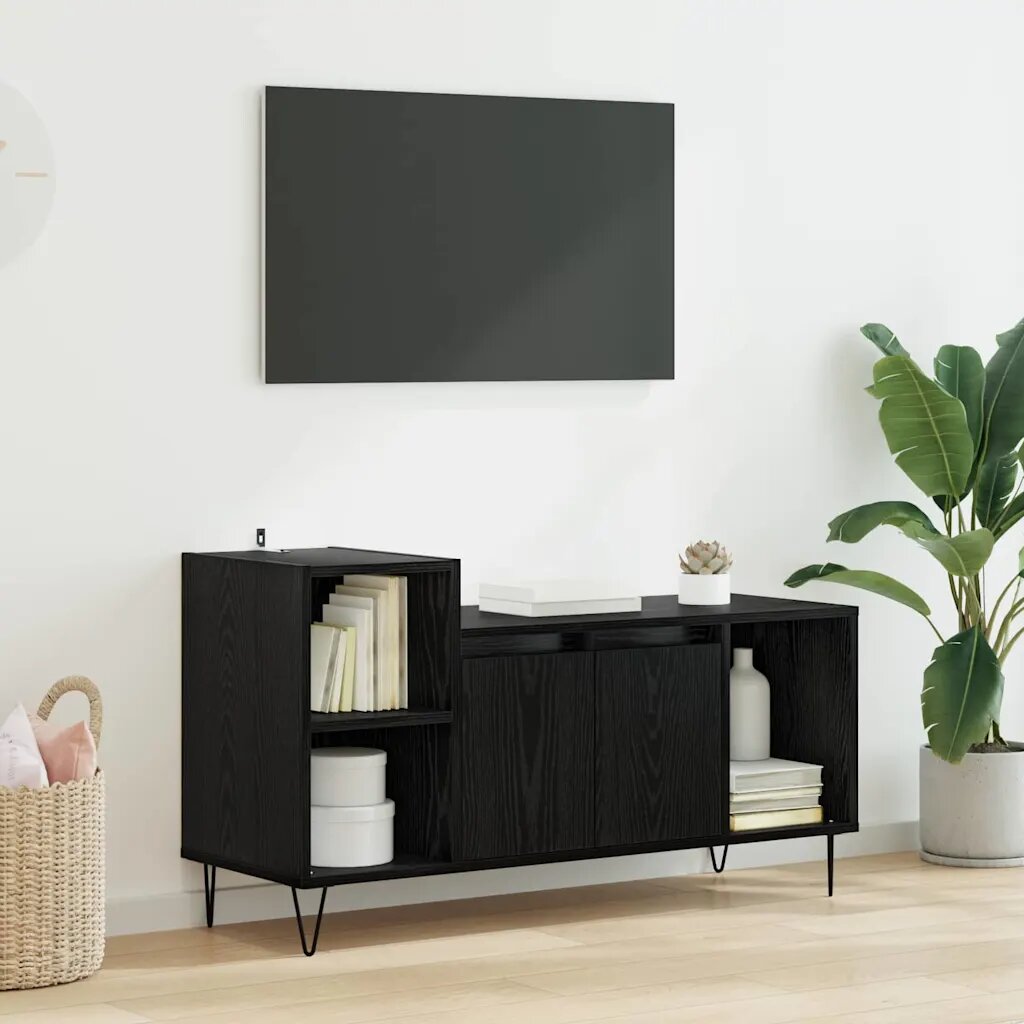 vidaXL ТВ шкаф 100 x 35 x 55 см Черния дъб Инженерна дървесина