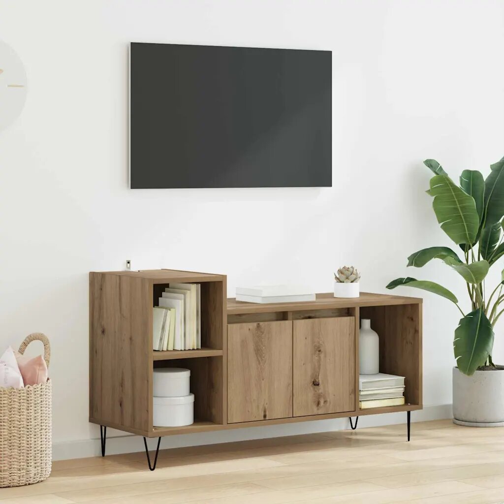 vidaXL ТВ шкаф 100 x 35 x 55 см Дъб Инженерна дървесина