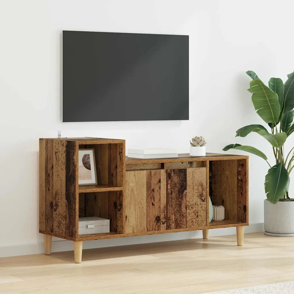 vidaXL ТВ шкаф 100 x 35 x 55 см Старо дърво Инженерна дървесина
