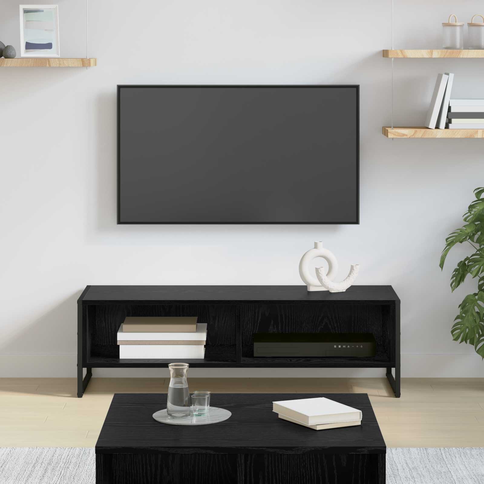 vidaXL ТВ шкаф 100 x 36.5 x 30.5 см Черния дъб Инженерна дървесина
