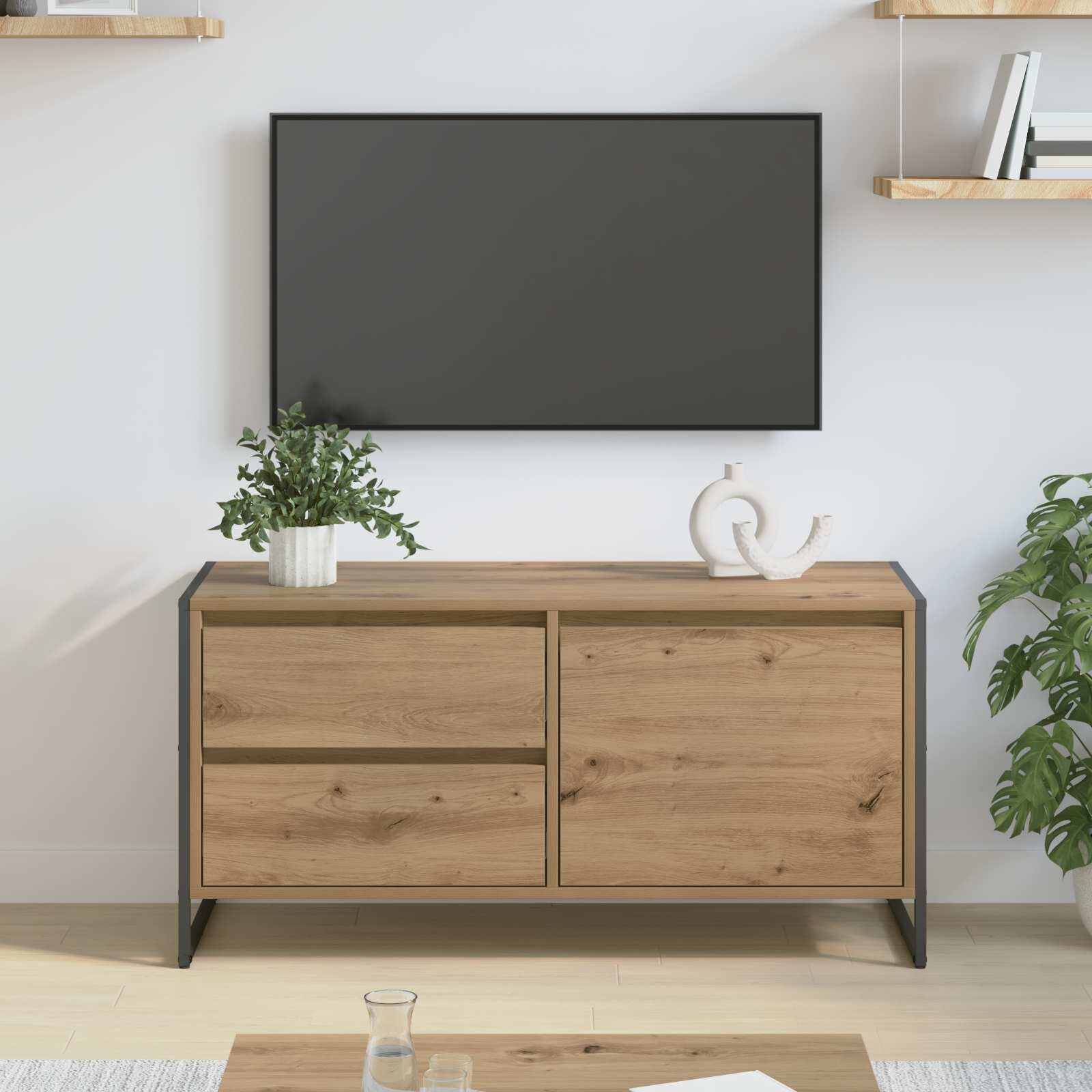 vidaXL ТВ шкаф 100 x 36 x 49.5 см Дъб Артизан Инженерна дървесина