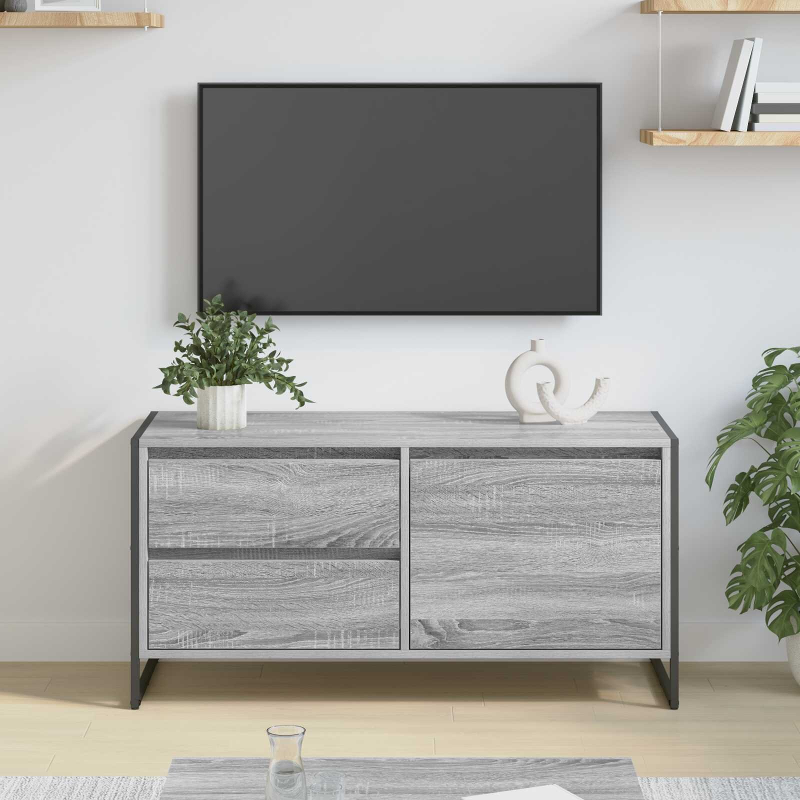 vidaXL ТВ шкаф 100 x 36 x 49.5 см Сив Сонома Инженерна дървесина