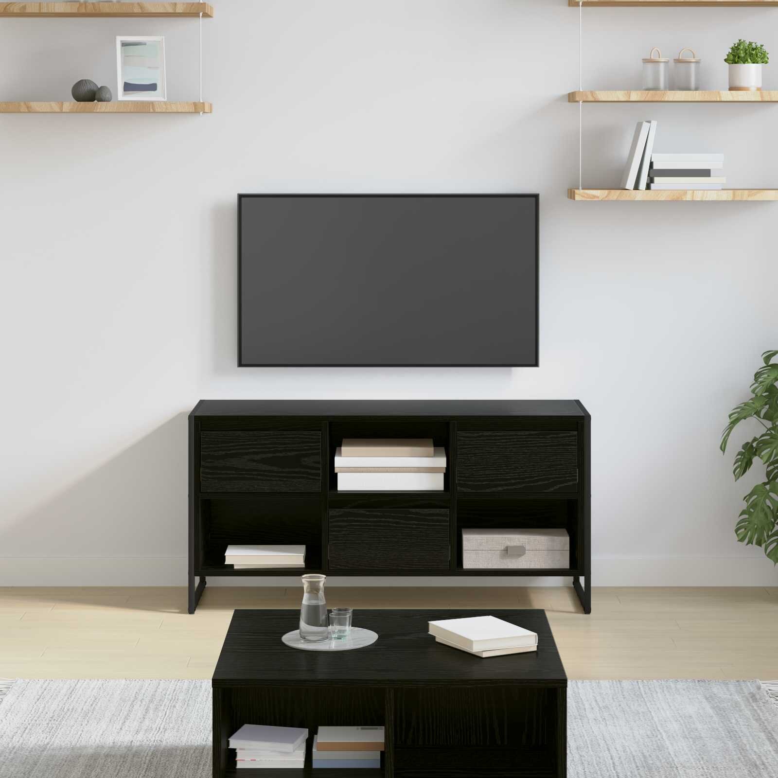 vidaXL ТВ шкаф 100 x 36 x 495 см Черния дъб Инженерна дървесина