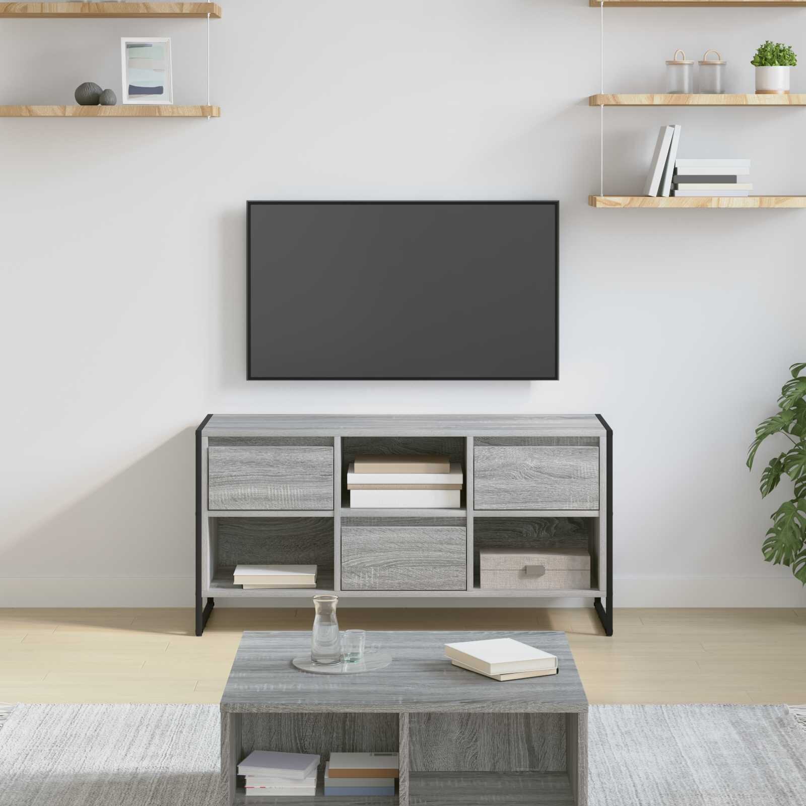 vidaXL ТВ шкаф 100 x 36 x 495 см Сив Сонома Инженерна дървесина