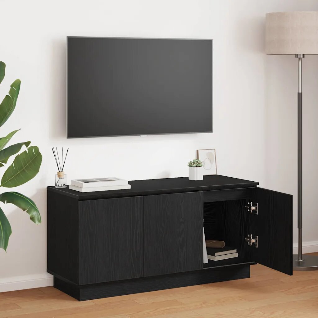 vidaXL ТВ шкаф 100 x 38 x 49 см Черния дъб Инженерна дървесина