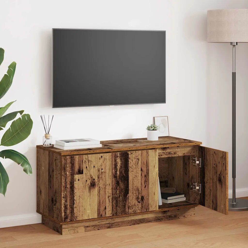 vidaXL ТВ шкаф 100 x 38 x 49 см Старо дърво Инженерна дървесина