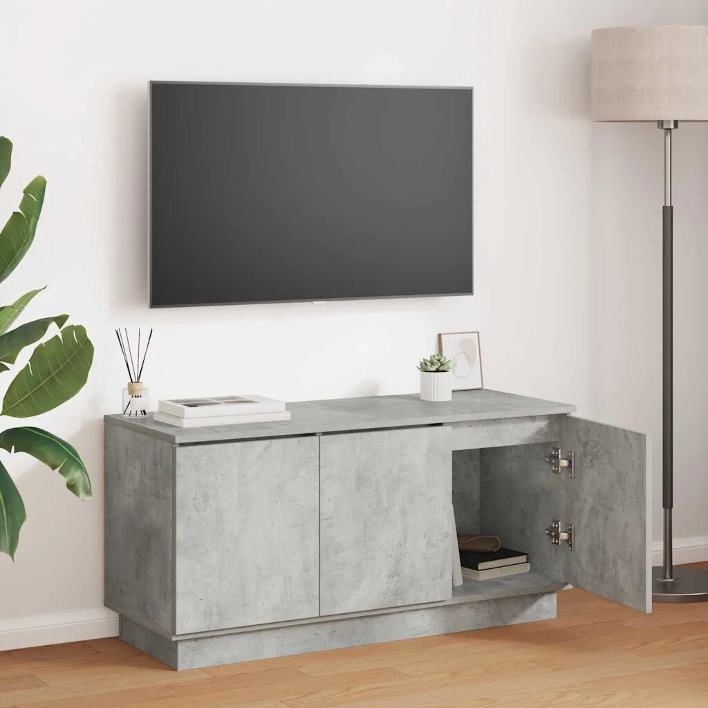 vidaXL ТВ шкаф 100 x 38 x 49 см Циментено сиво Инженерна дървесина